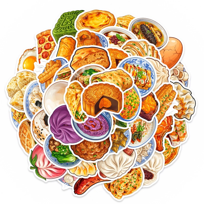 50 шт. наклеек с изображением  – обзор и цена Food Like Snacks