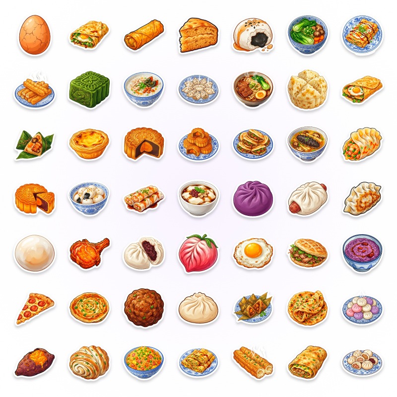 50 шт. наклеек с изображением  – обзор и цена Food Like Snacks